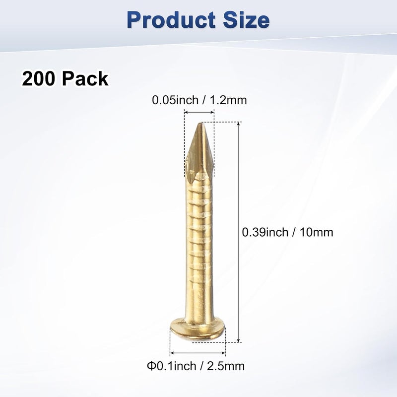 M METERXITY 200-Pack Small Tiny Nails, 1.2mm x 10mm Brass Precision MIni Nails Hardware Round Head for Wooden/DIY Crafts Decorative/Household Accessories/Picture Hanging - Image 3